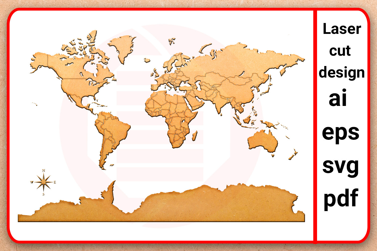 Laser Cut SVG World Map Countries Vector laser cut project