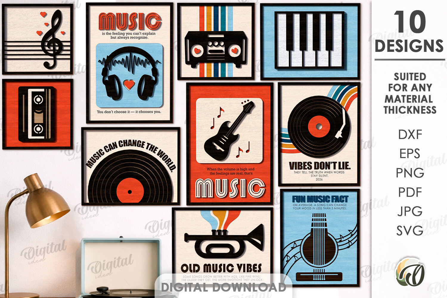 Music Art Decors Bundle laser cut project