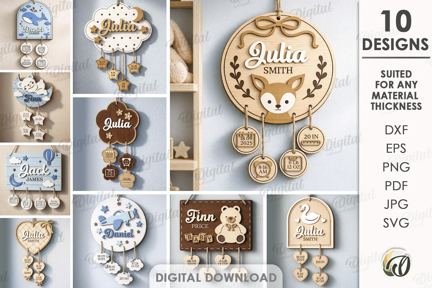 Personalized Baby Stat Signs Laser Cut Bundle laser cut project