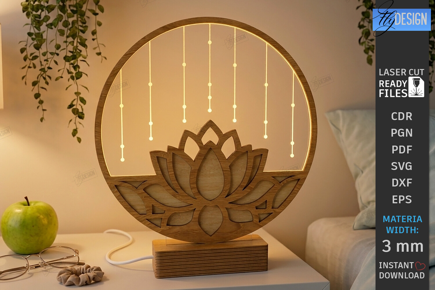 3D Round Lamp Laser Cut Night Light Files laser cut project