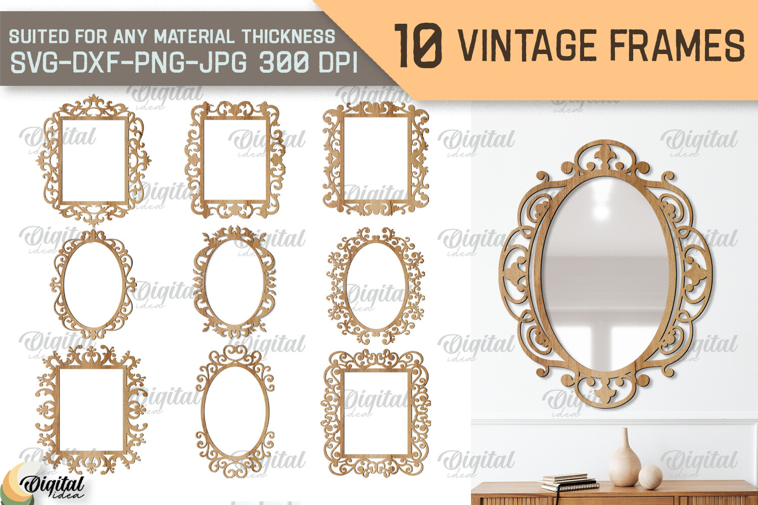 Vintage Frames SVG Bundle Mirror Frames laser cut project