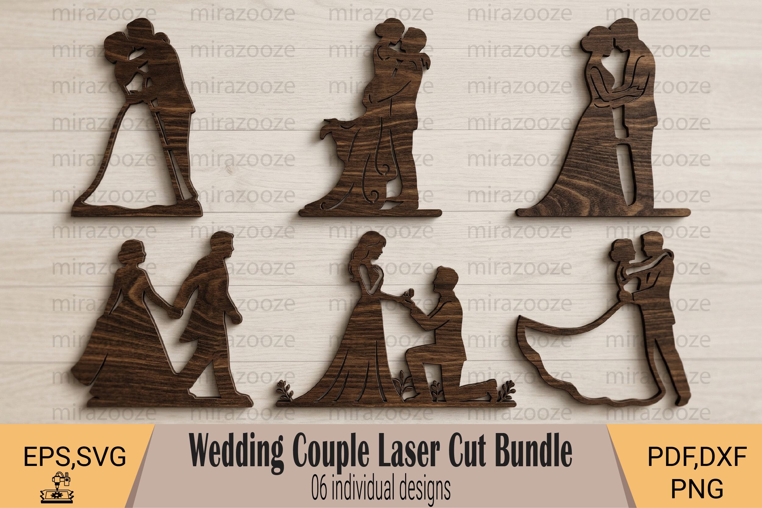 Wedding Couple Laser Cut Silhouette Bundle laser cut project